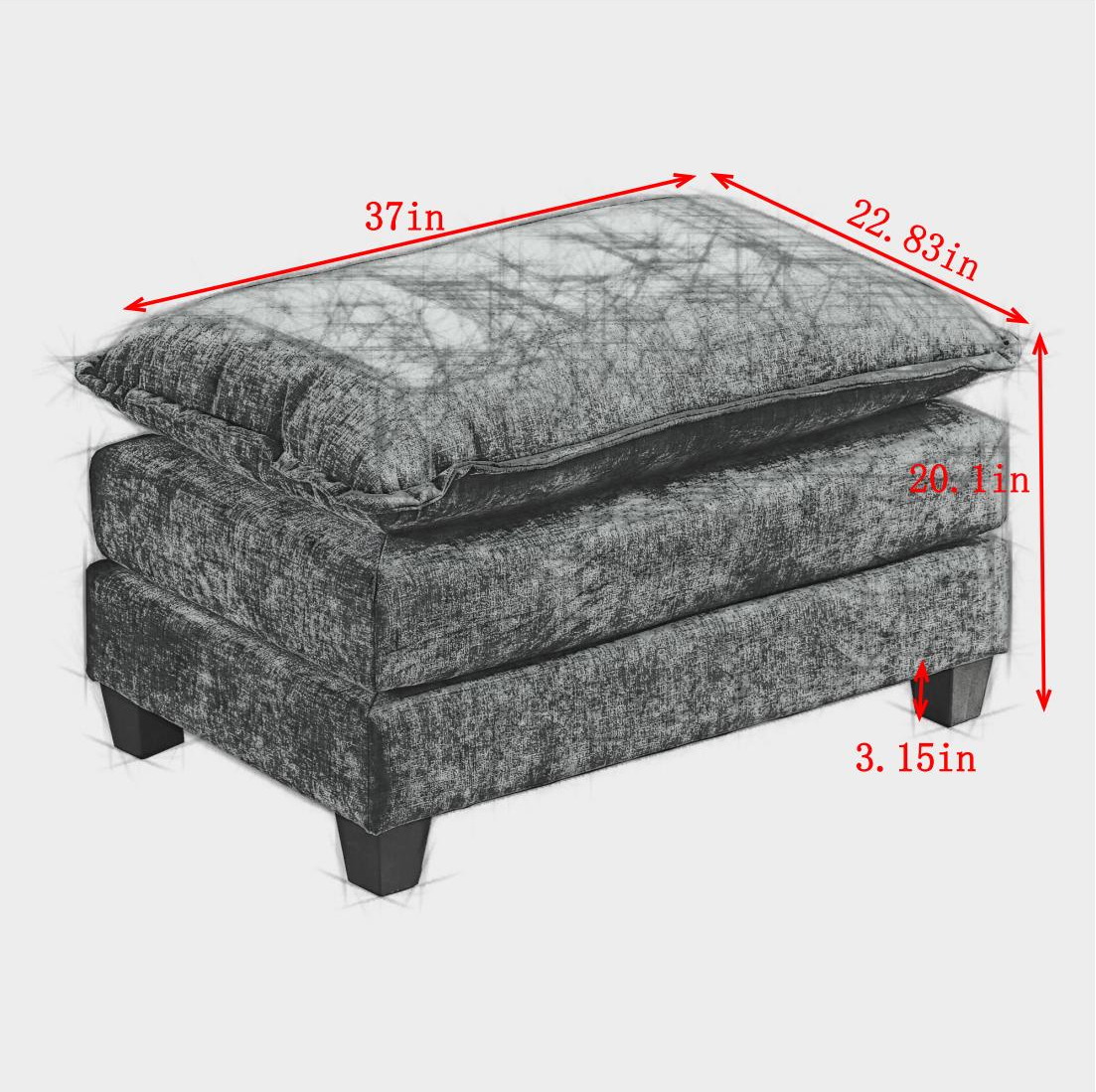 Cloud Sofa Ottoman Only, Modern Sectional Couch, For Living Room