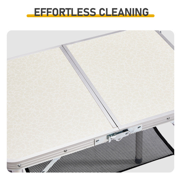Portable Folding Camping Table - 2ft Aluminum Picnic Side Table with 3 Adjustable Heights and Carry Handle, White