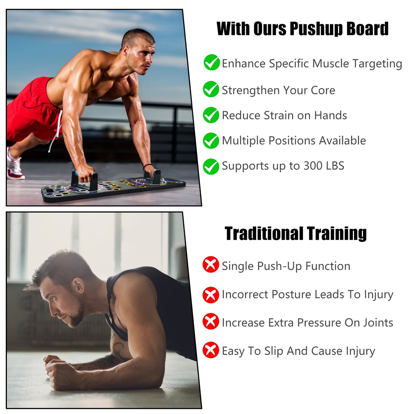 Multifunctional Push Up Board with 15 Fitness Accessories - Black