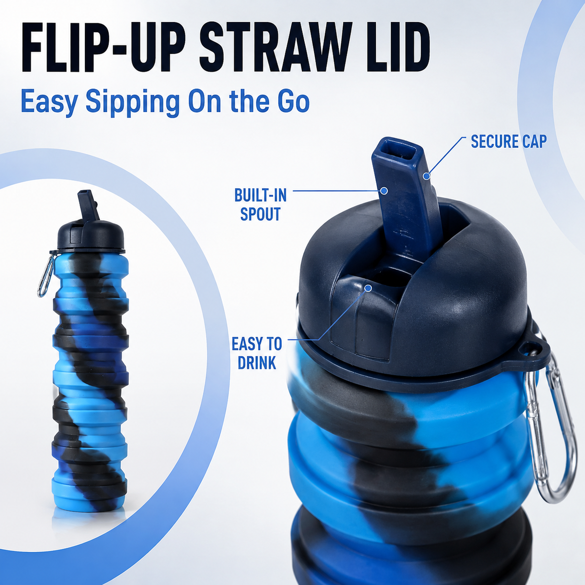 Collapsible Silicone Water Bottle for Outdoors and Sports - Portable & Reusable