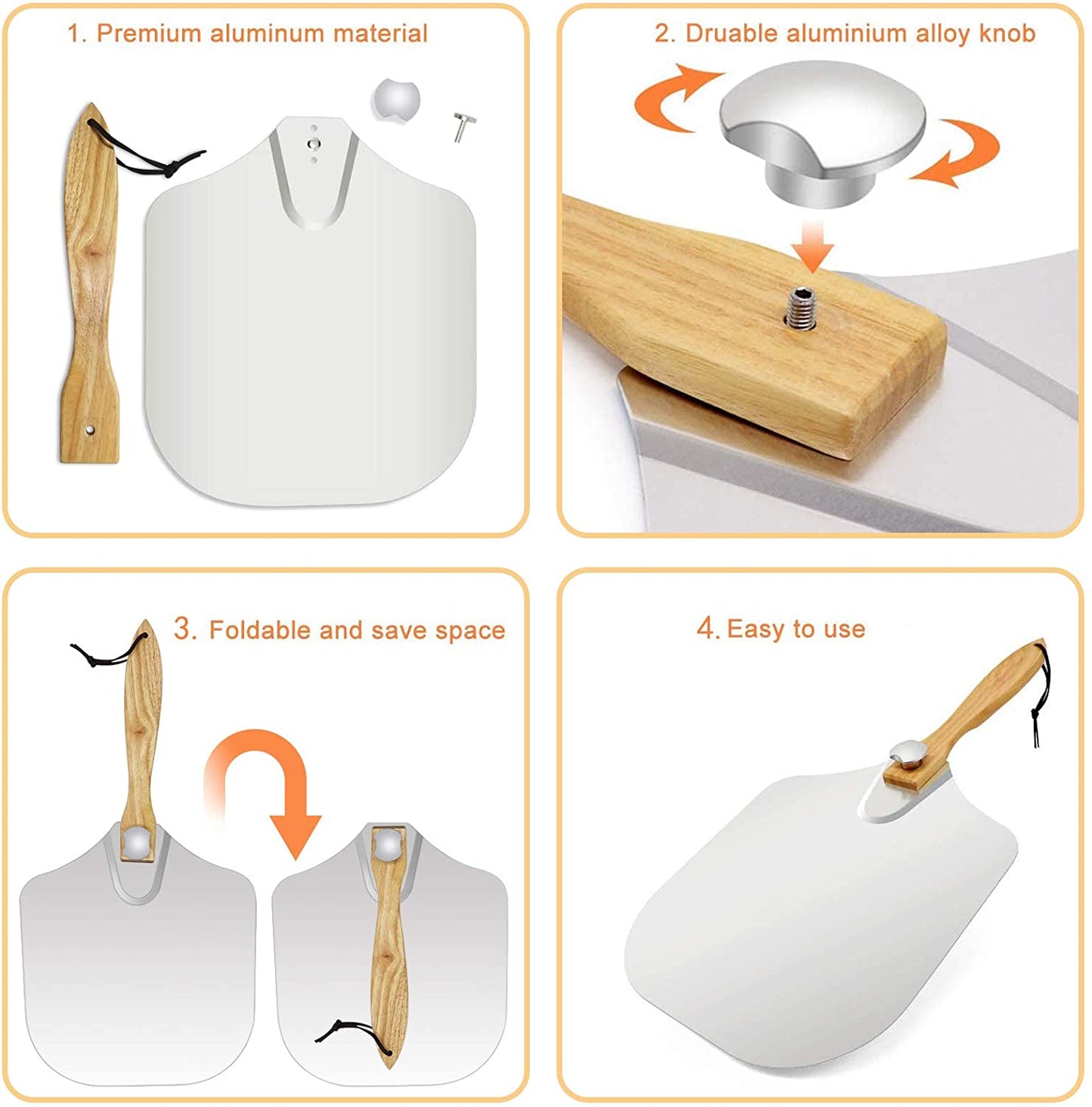 Aluminum Pizza Shovel with Removable Folding Handle Kitchen Tool