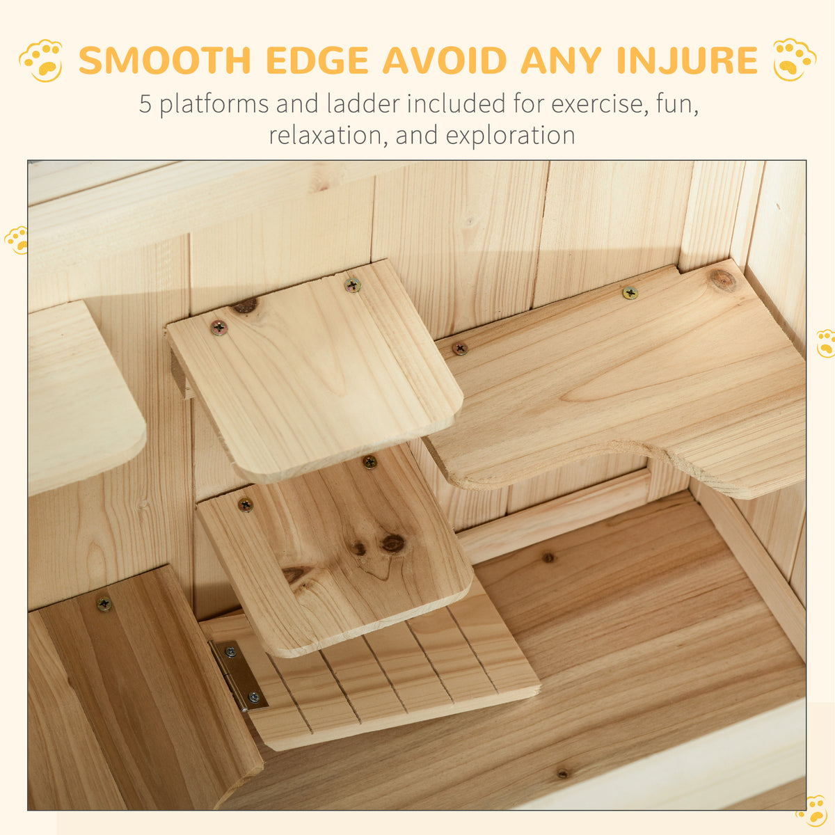 3-Tier Wooden Hamster Cage Small Animal Habitat with Openable Top & Storage Shelf