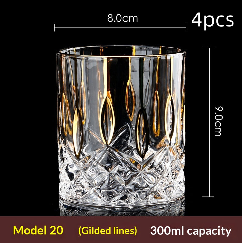 Large Gold-Trimmed Gin Crystal Glass - Vintage Drinkware for Bar & Kitchen
