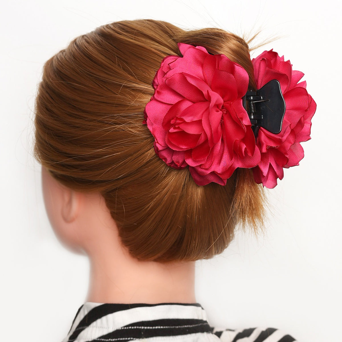 Minimalist Satin Camellia Hair Clip for Women - Large French-Style Gripper