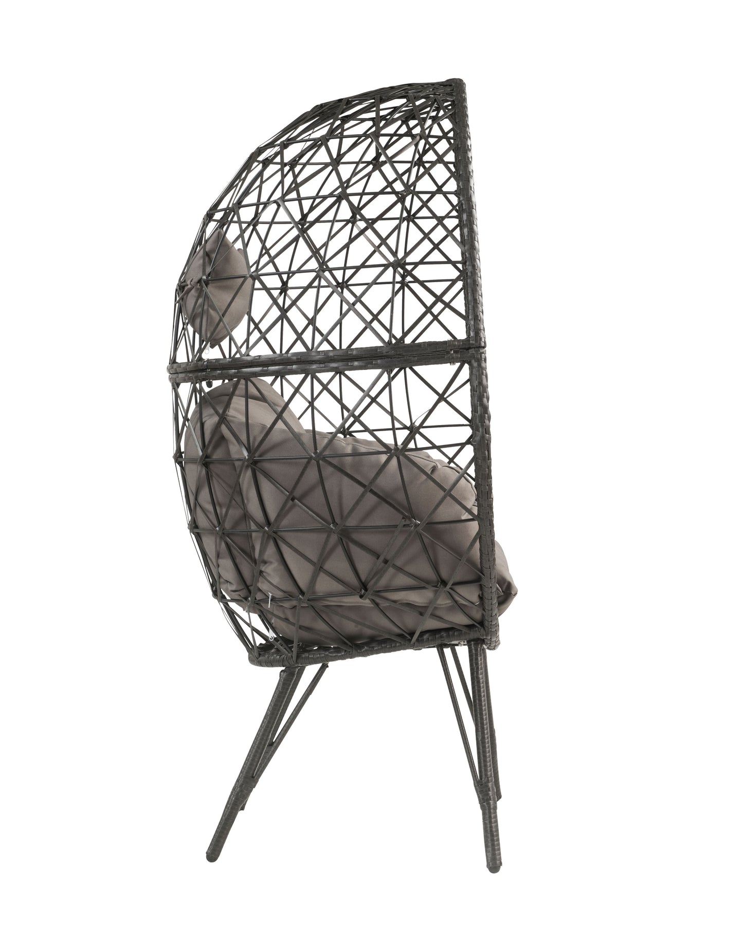 Light Gray Fabric & Black Wicker Patio Lounge Chair