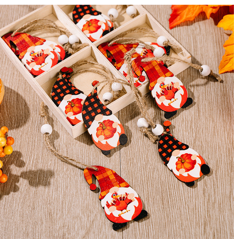 12-Pack Harvest Season Wooden Pendant Decorations - Festive Home & Party Decor