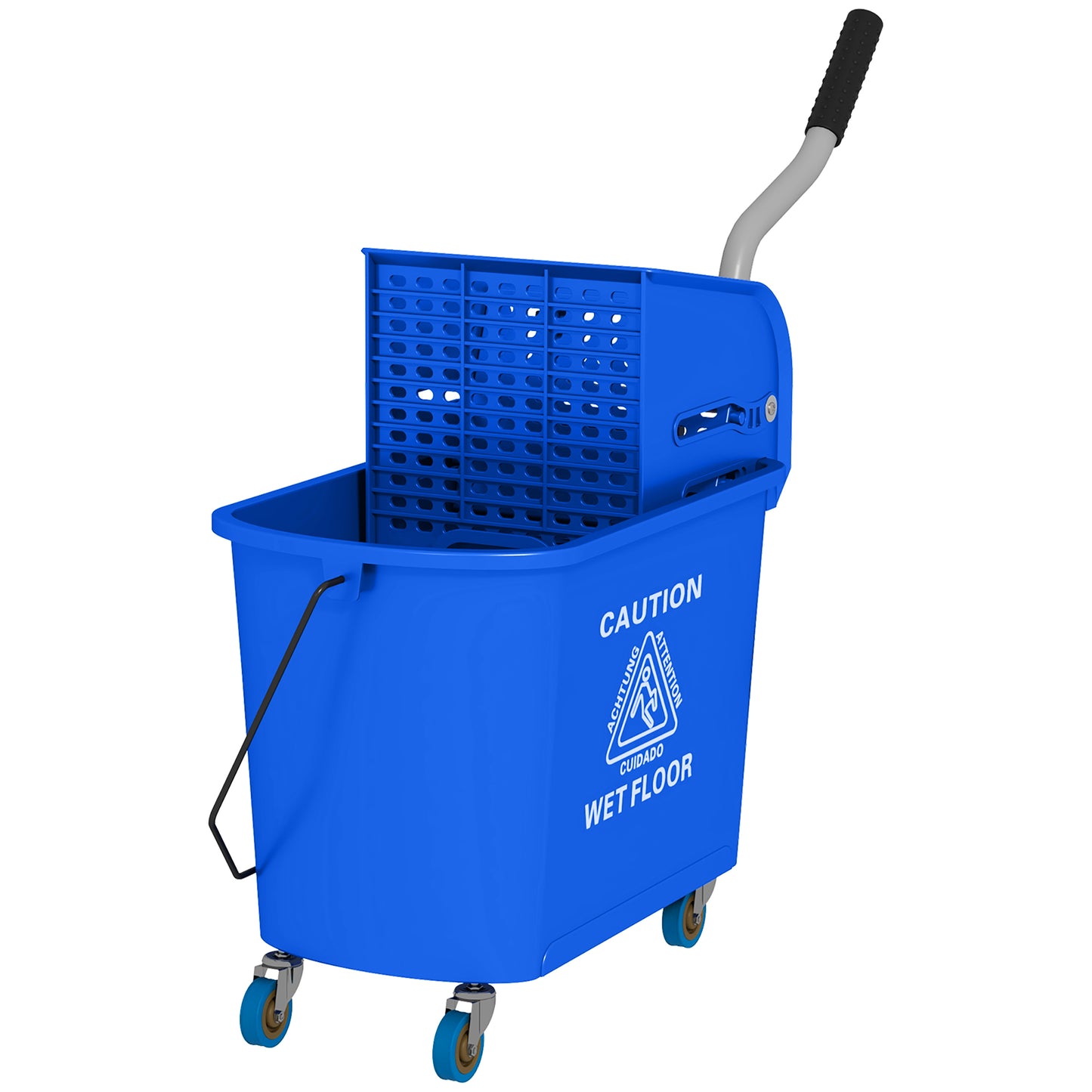 Blue 21 Quart Mop Bucket with Wringer & Water Separation for Floor Cleaning