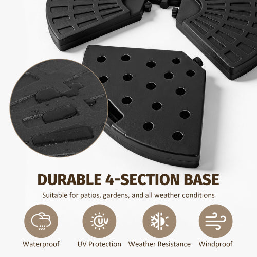 Heavy-Duty Fan-Style Cantilever Umbrella Base, 4-Panel Refillable