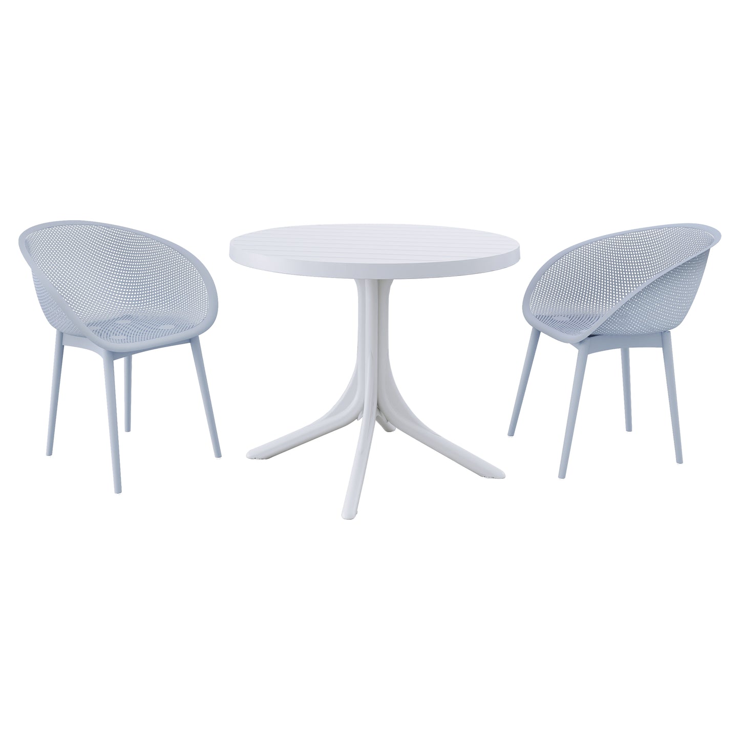 Light Blue Modern Lounge Chairs & Round Table Set - 2-Pack