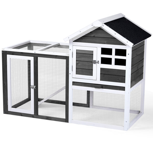 Animal Pet House with Ladder Gray Fir Wood Cage for Small Animals