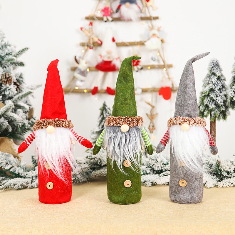 Faceless Old Man Christmas Wine Bottle Cover - Holiday Decor, Wine Sleeve