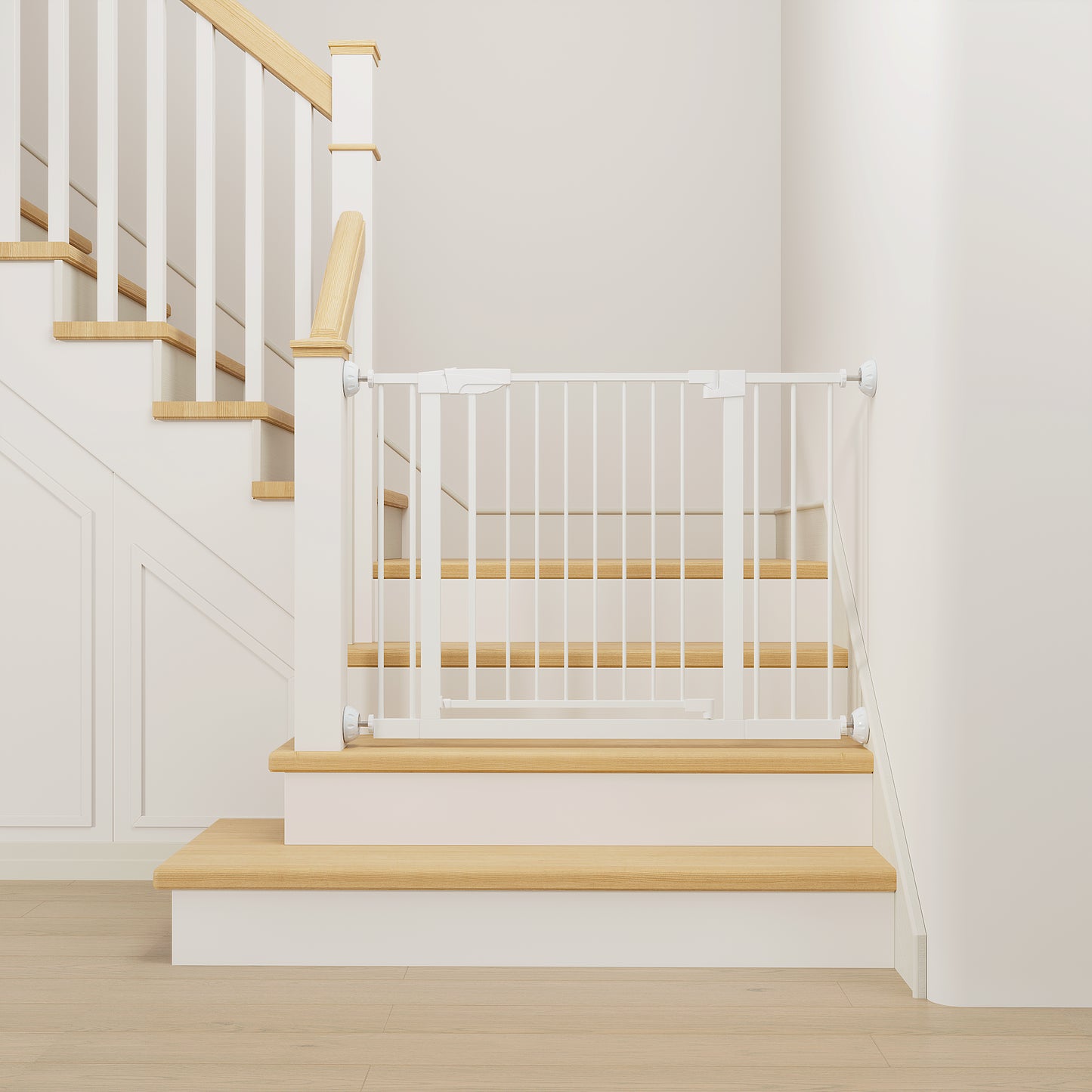 Wide Baby Gate 29.5-45.3" with Walk-Through Design - White
