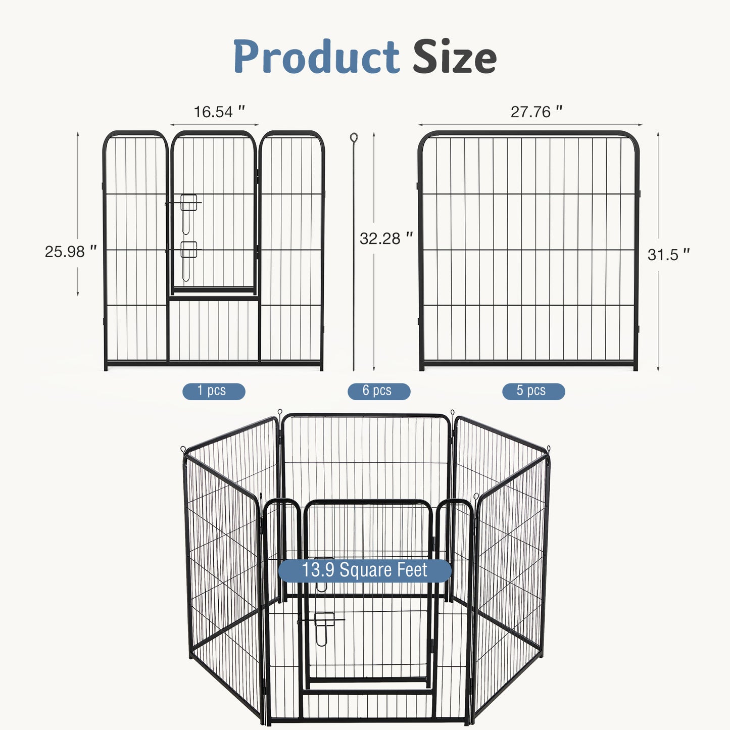 Foldable Metal Pet Fence with Door for Indoor & Outdoor Dog Safety - Multiple Sizes