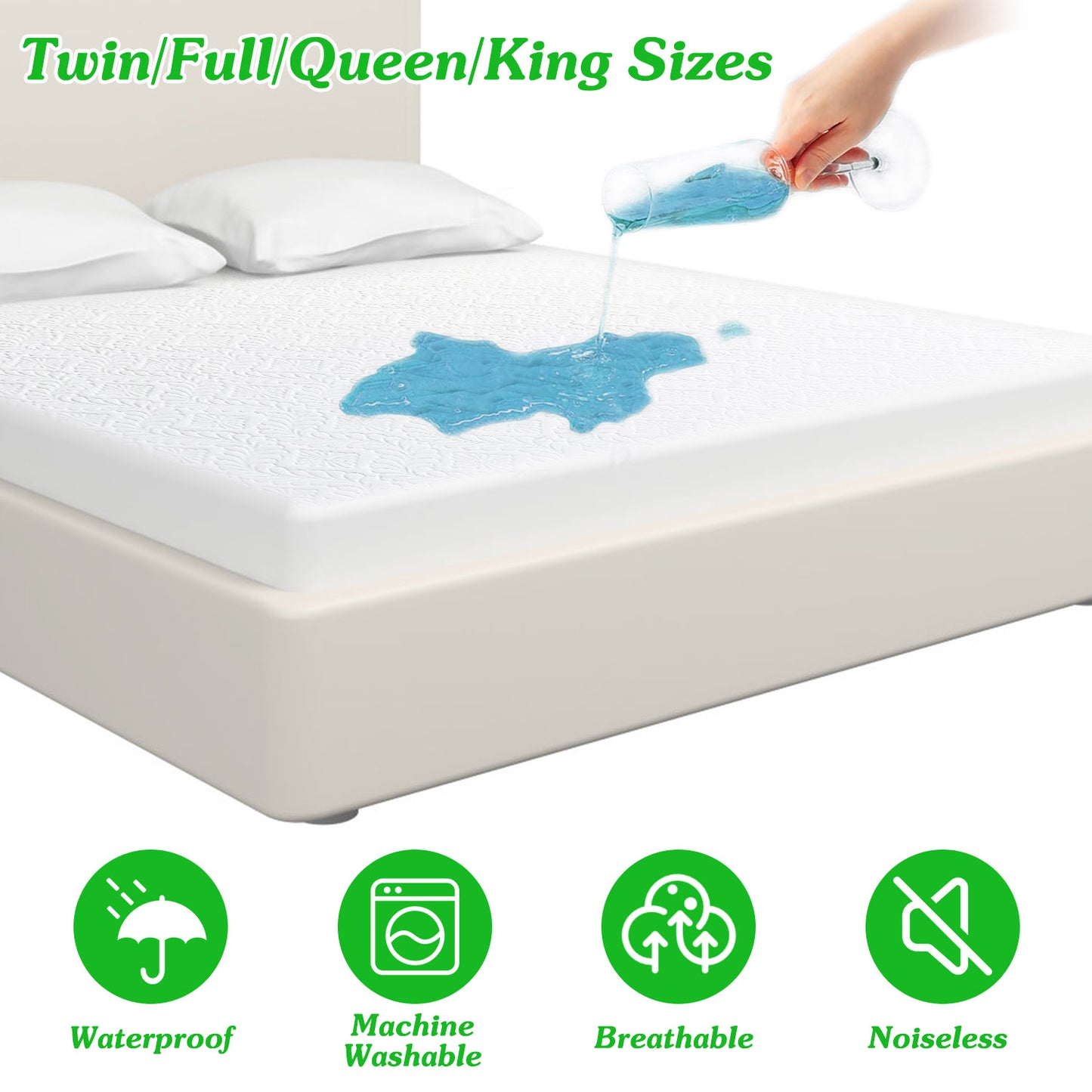 Full Size Waterproof Mattress Protector - Soft Cotton, Deep Pocket