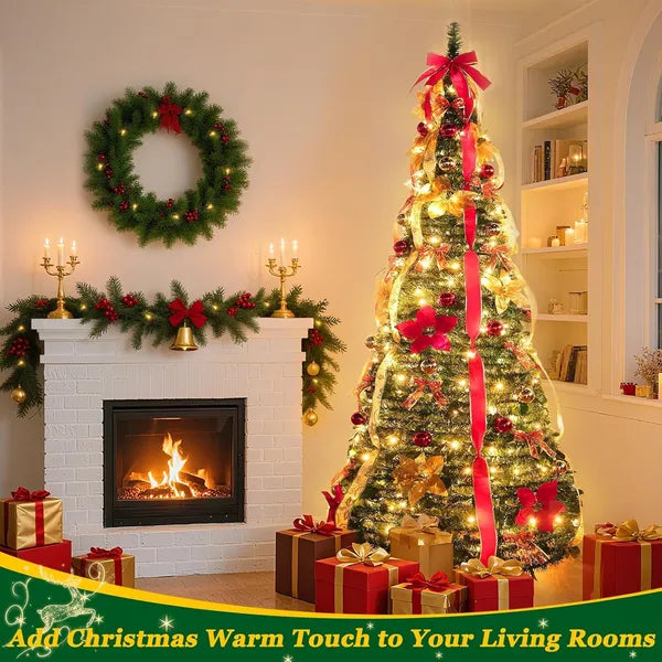 6 Ft Prelit Christmas Tree with 200 LED Lights & 64 Ornaments