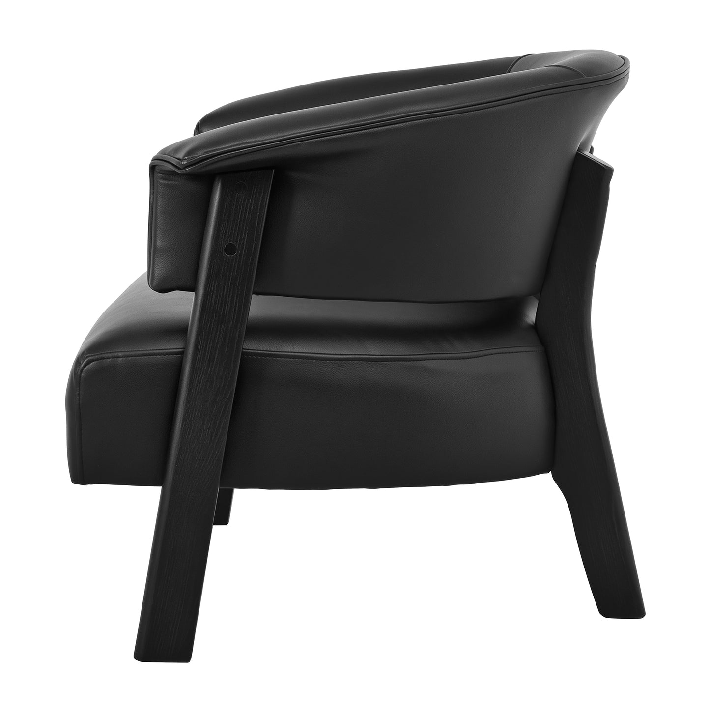 Faux Leather Wingback Accent Chair - Comfy Upholstered Armchair, Black