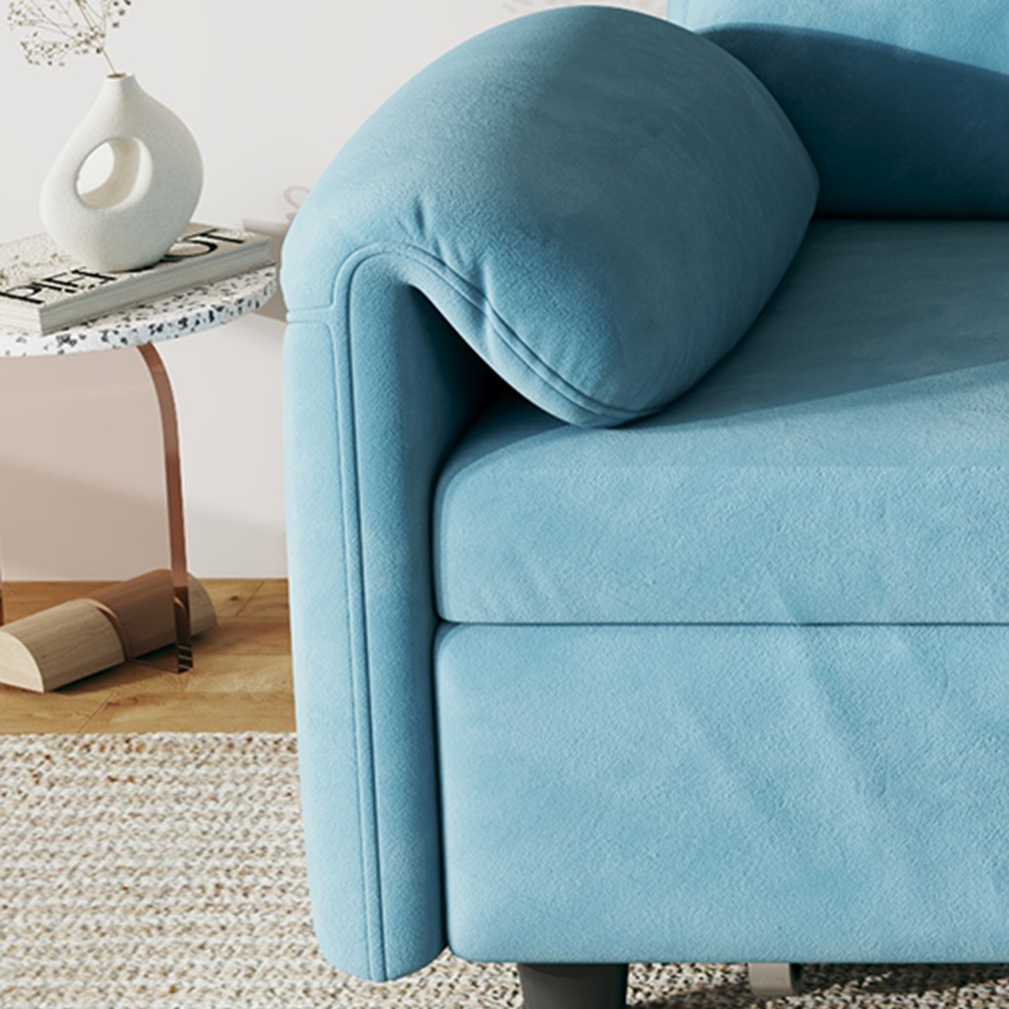 54" Velvet Blue Sofa Bed - Dual-Purpose Living Room Furniture