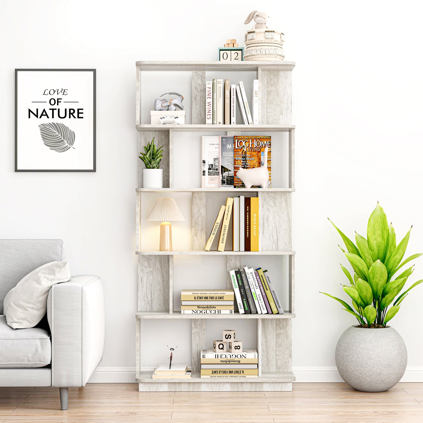 31.5 L X 64.56H Free Combination Bookshelf Modern 5-Tier Open Storage
