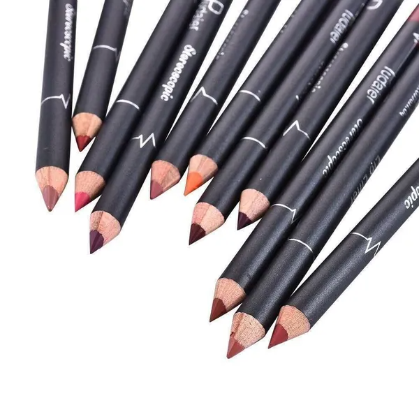 12-Piece Matte Lip Liner Pencil Set - Waterproof Long-Lasting Lip Makeup
