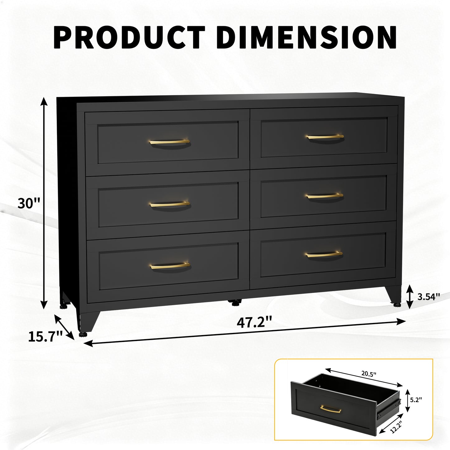 6 Drawer Dresser - Modern Eco-Friendly Metal Storage Chest