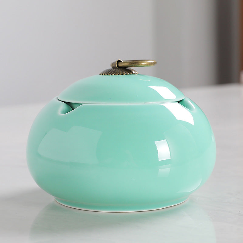 Ceramic Windproof Ashtray with Cover - Multiple Colors for Home & Garden