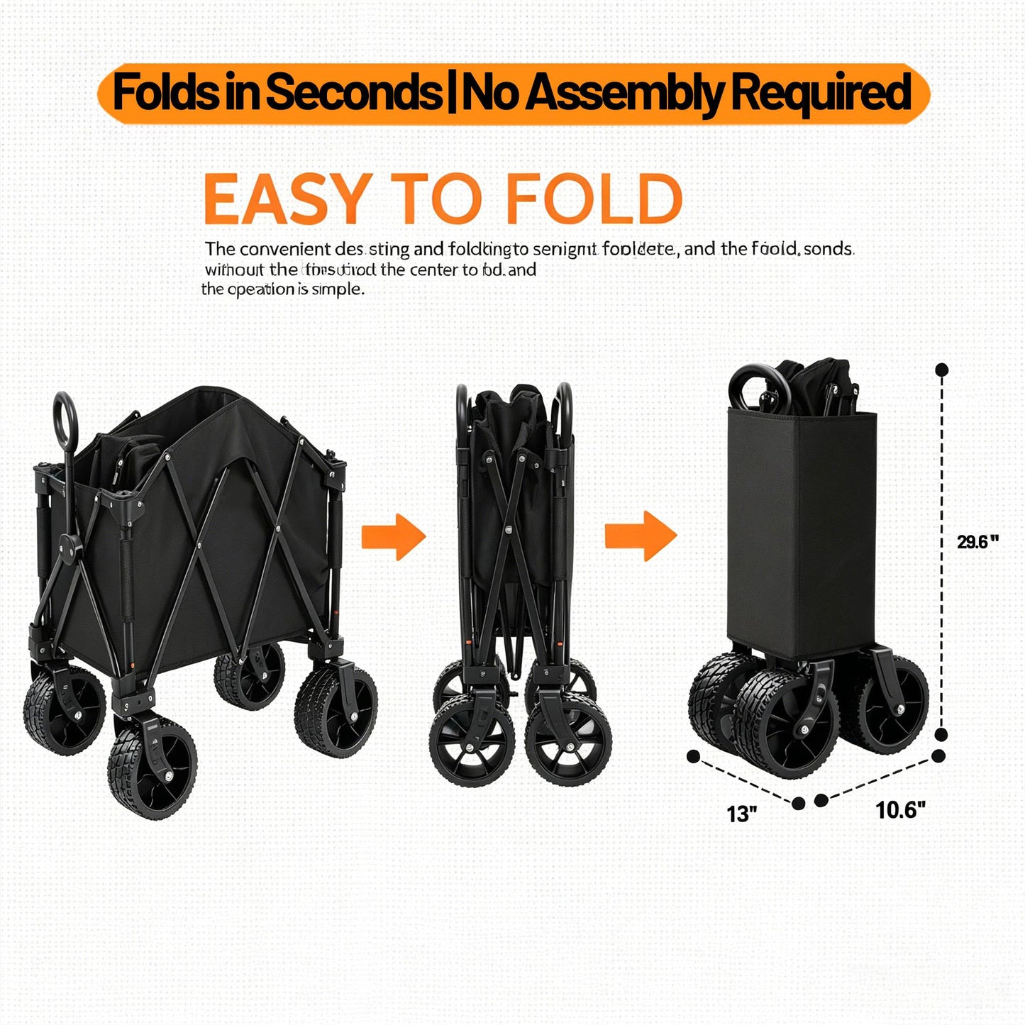 Foldable Camping Cart with Removable Tabletop & All-Terrain Wheels
