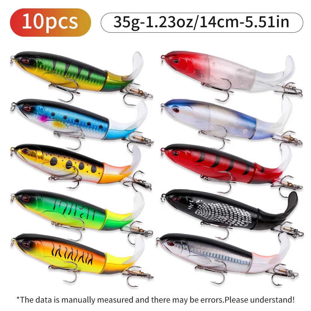 Topwater Fishing Lure Kit - 10pcs 14cm Propeller Bait Set