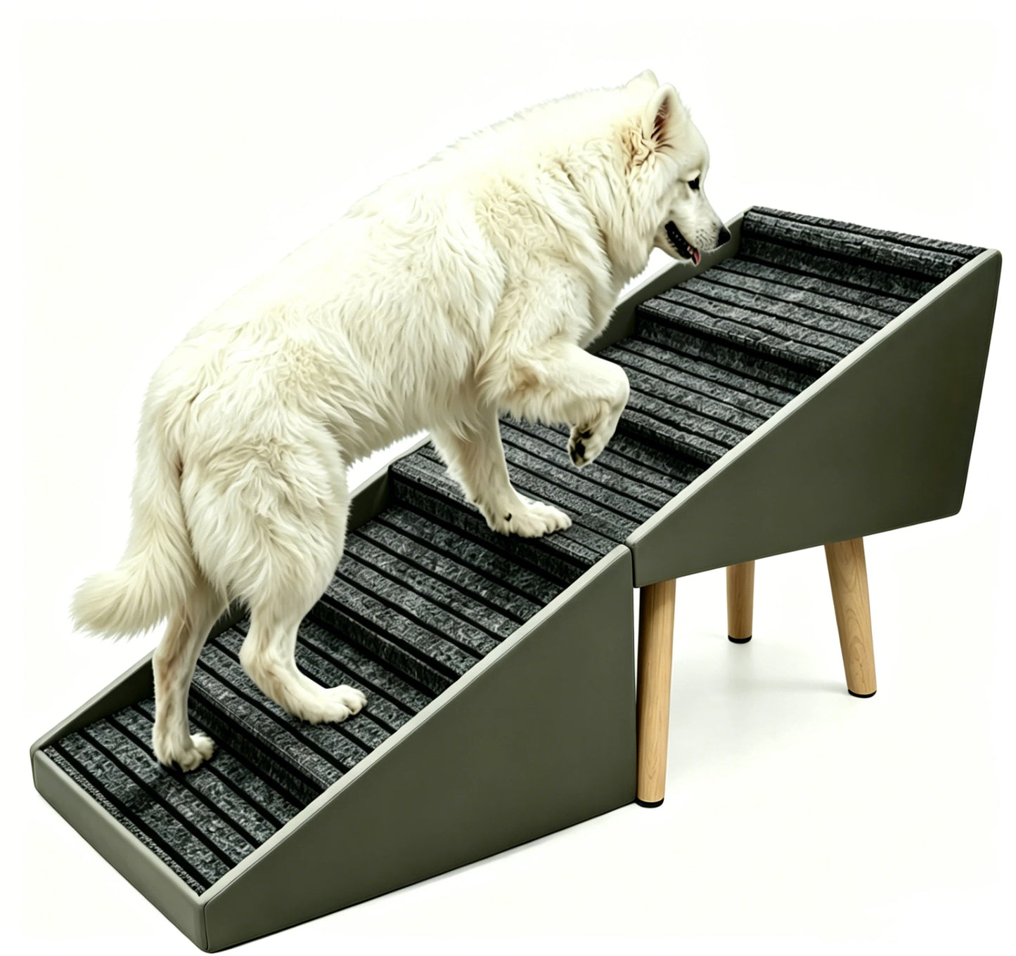 Foldable Dog Steps and Ramp for Bed Couch - Anti-Slip Pet Stairs, Grey