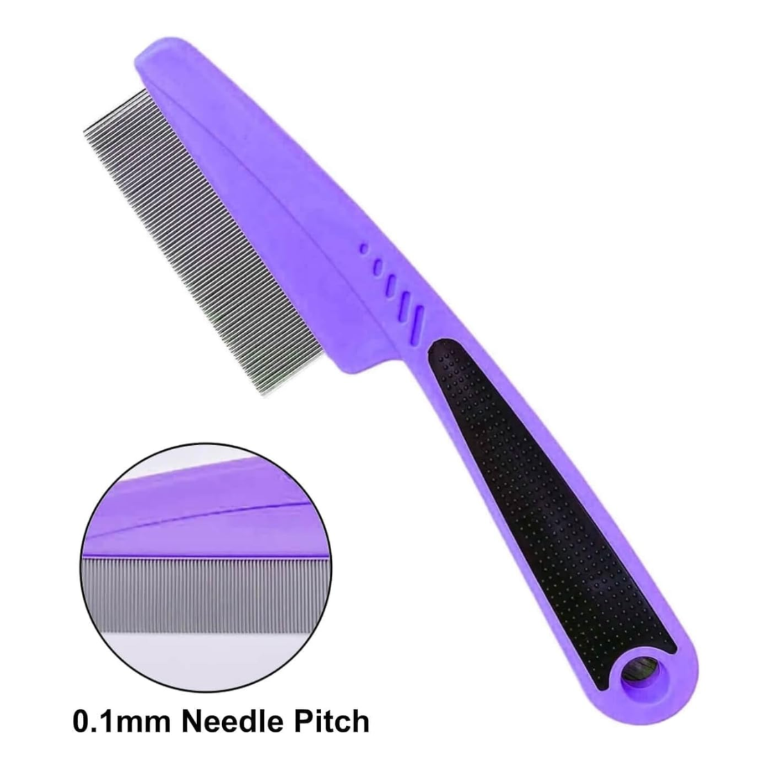 Pet Flea and Tick Comb with Rubber Handle - Fine Tooth Grooming Tool for Dogs & Cats