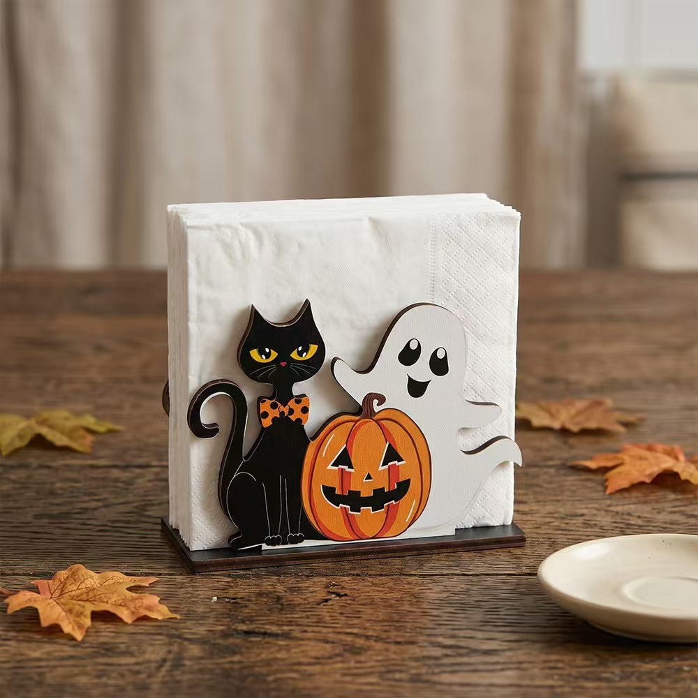 Halloween Wooden Tissue Box Storage Rack - Home Decor & Organizer