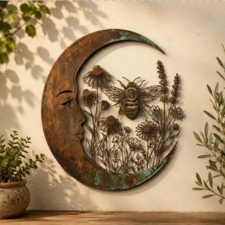 Moon Fairy Wall Decoration Iron Craft Hanging Ornament for Home & Garden