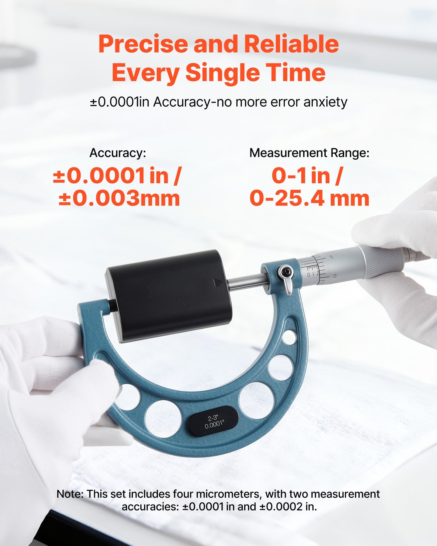 4-Piece Precision Micrometer Set - Metalworking & Engineering Tools