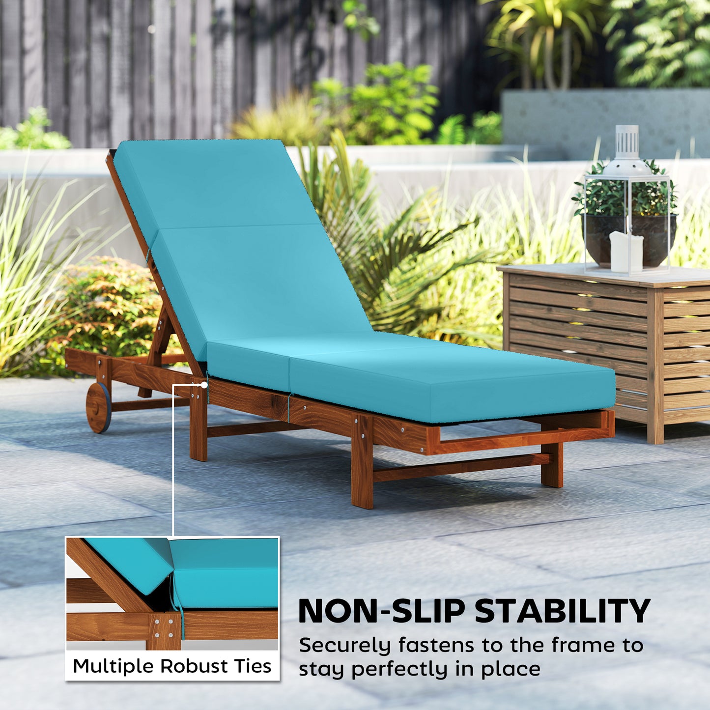Outdoor Lounge Chair Cushion - 4" Thick, 21" x 72", Blue
