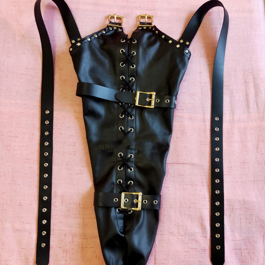 Adult Restraint Toy for Female BDSM Restraints Black Leather Restraint Set