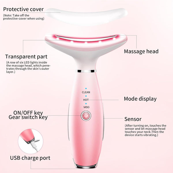 Rechargeable Facial and Neck Massager - 3-Mode Heated Skin Care Device