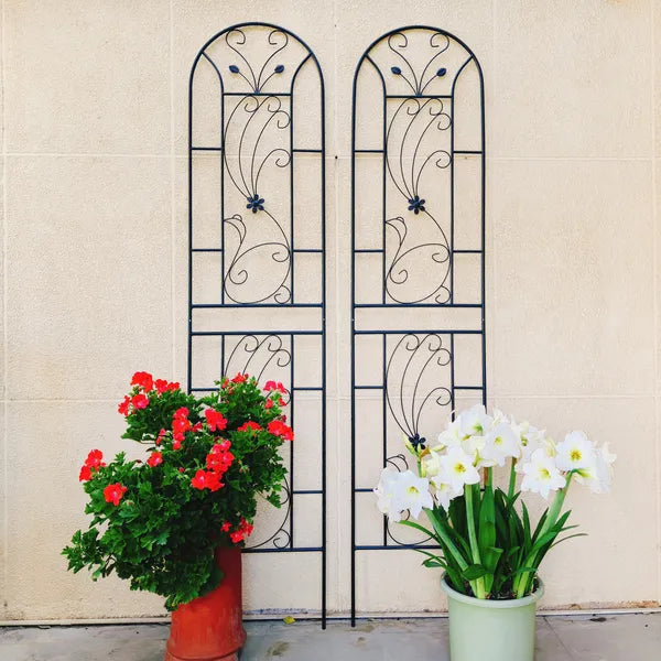 Metal Garden Trellis for Climbing Plants - 4 Pack, 86.7"x19.7", Black