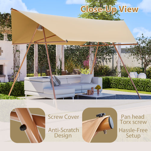 Hexagonal Shade Sail Canopy, Large 206in X118in UV Block Sun With UPF