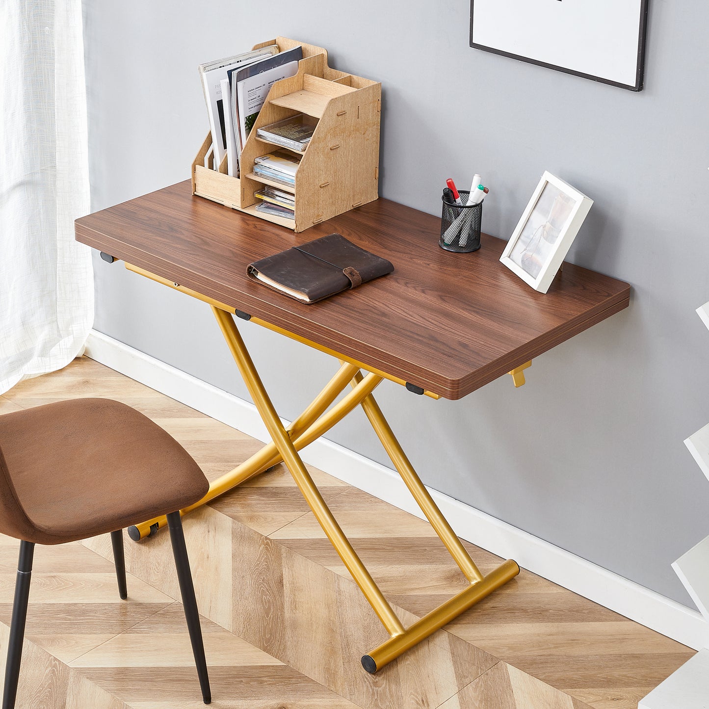 Modern Minimalist Multifunctional Lift Table With 0.8 Inch Thick MDF