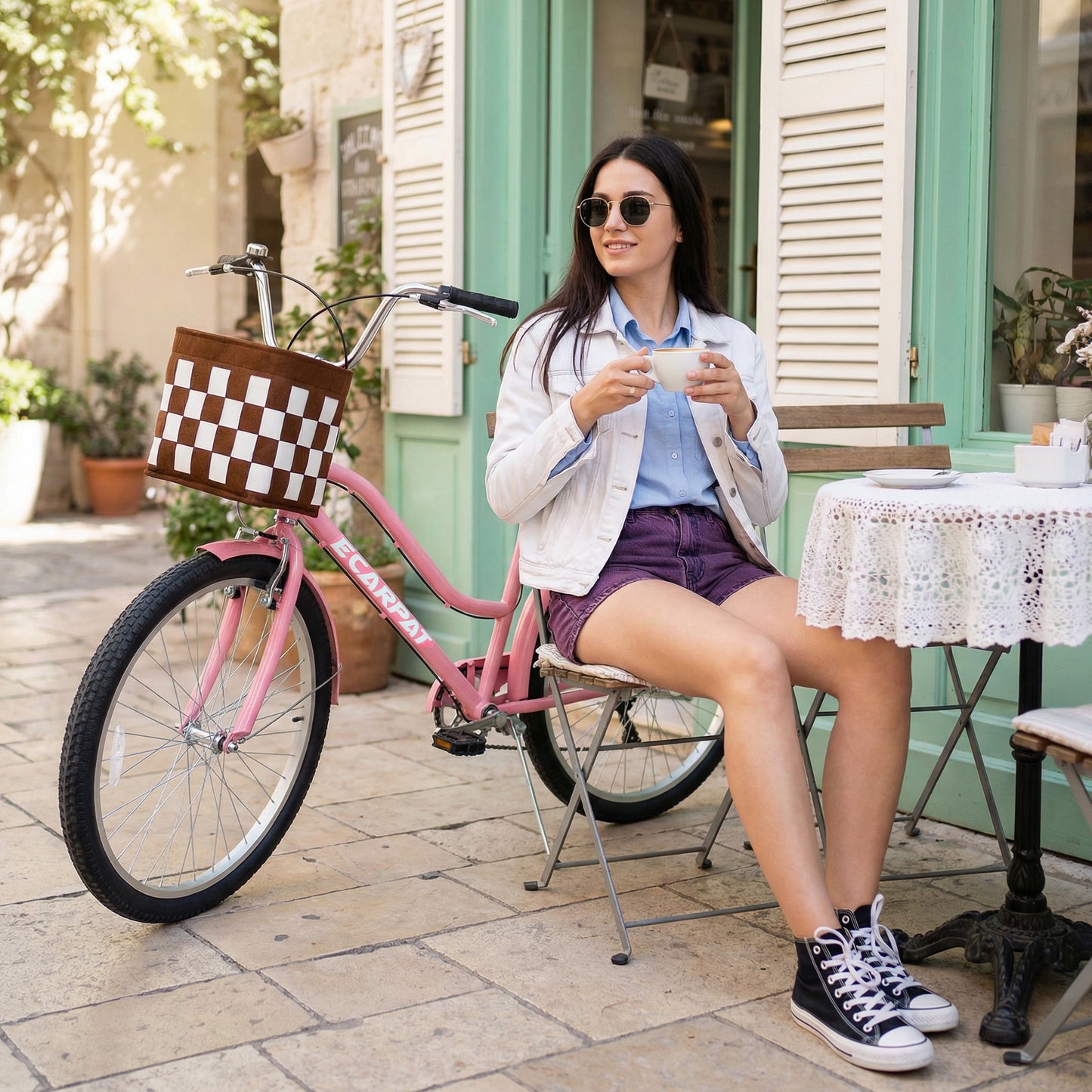 26 Inch City Commuter Bike with 7-Speed Drivetrain & Basket