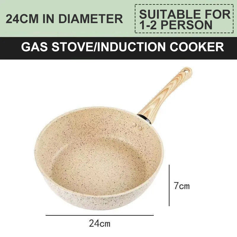 Non-Stick Medical Stone Wok Pan - Smokeless Aluminum Cooking Tool