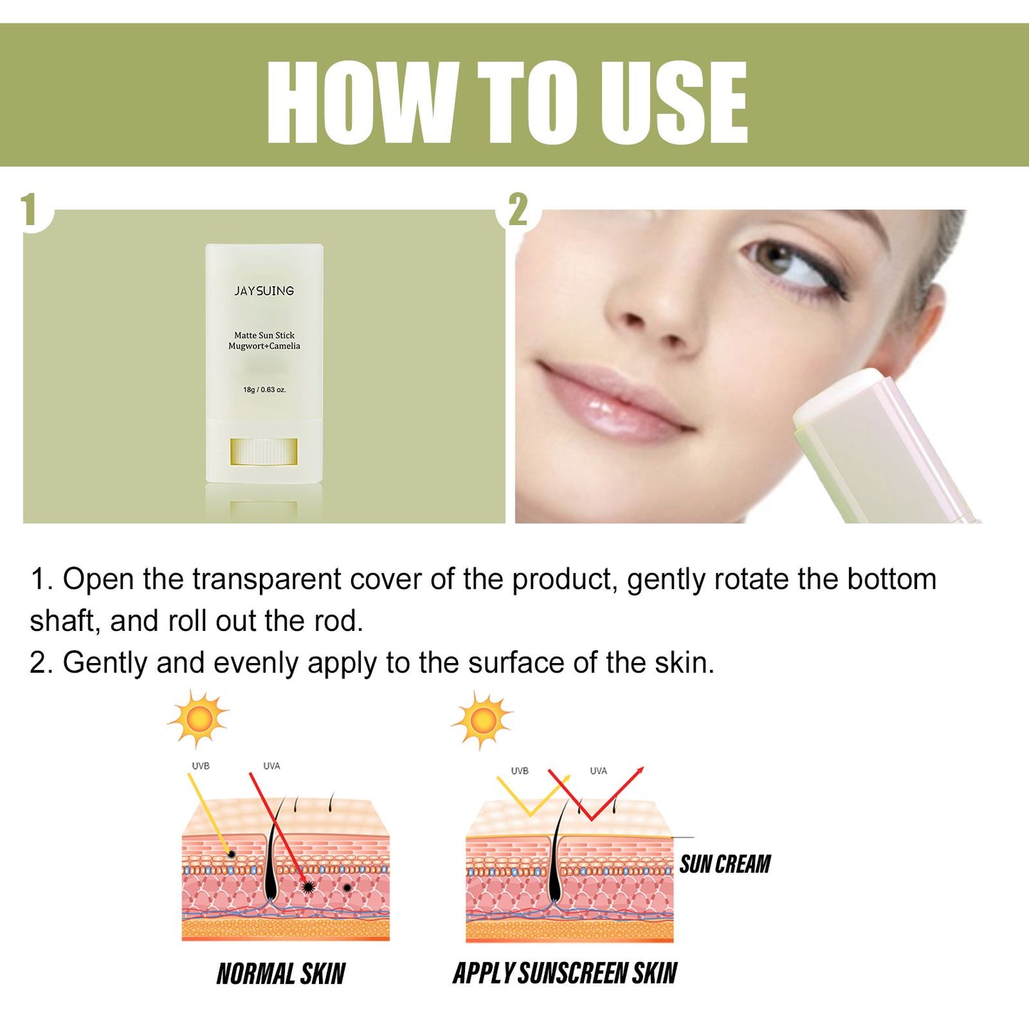 Matte UV Protective Skincare Stick - Moisturizing & Refreshing Cream