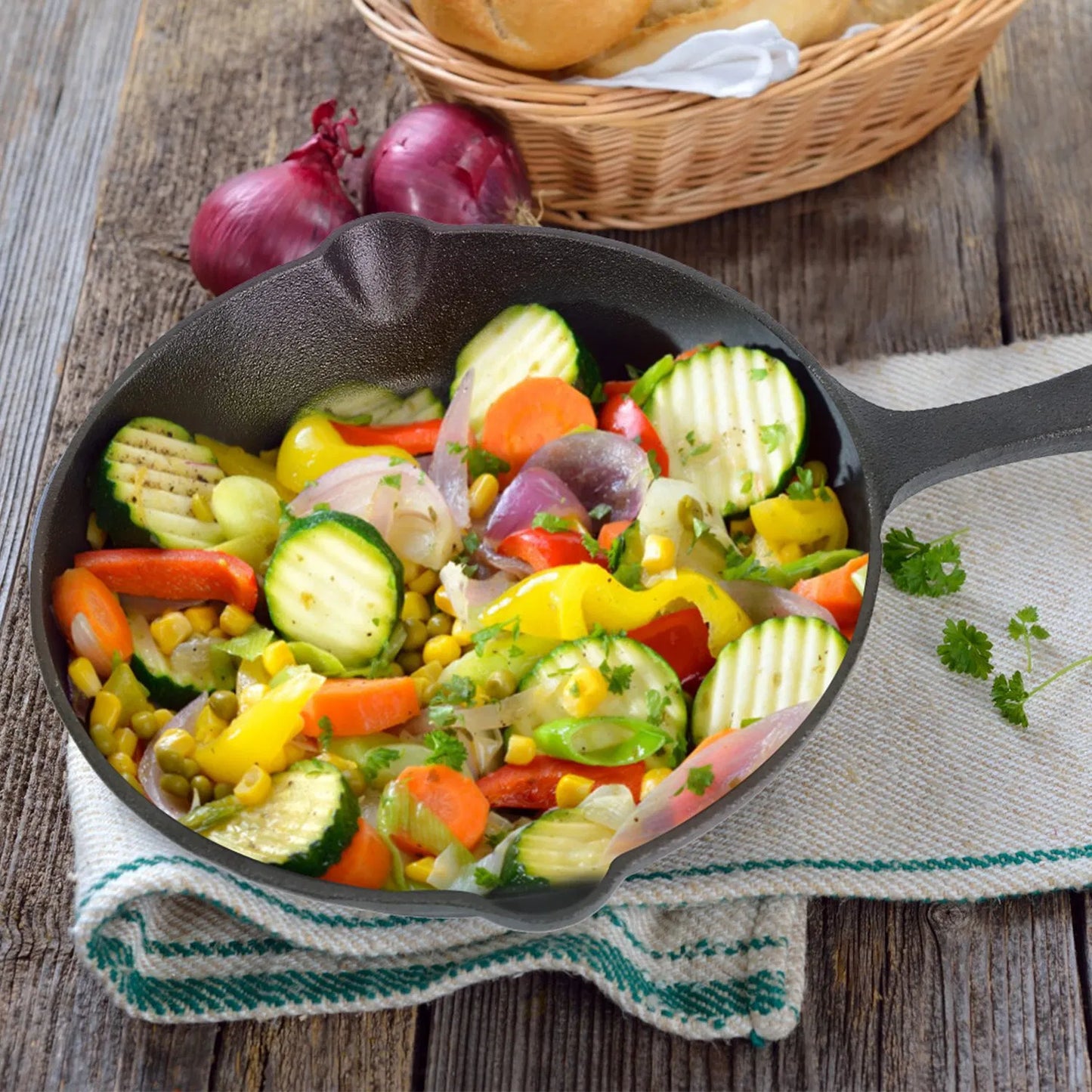 Cast Iron Skillet Set - 3 Pre-Seasoned Non-Stick Pans, 6-10 inch