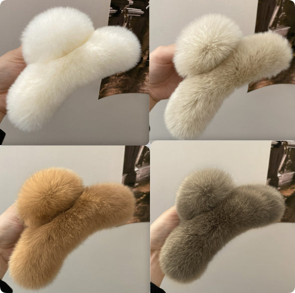 Oversized Plush Rabbit Hair Claw Clip - 16cm Large Fuzzy Hair Accessory
