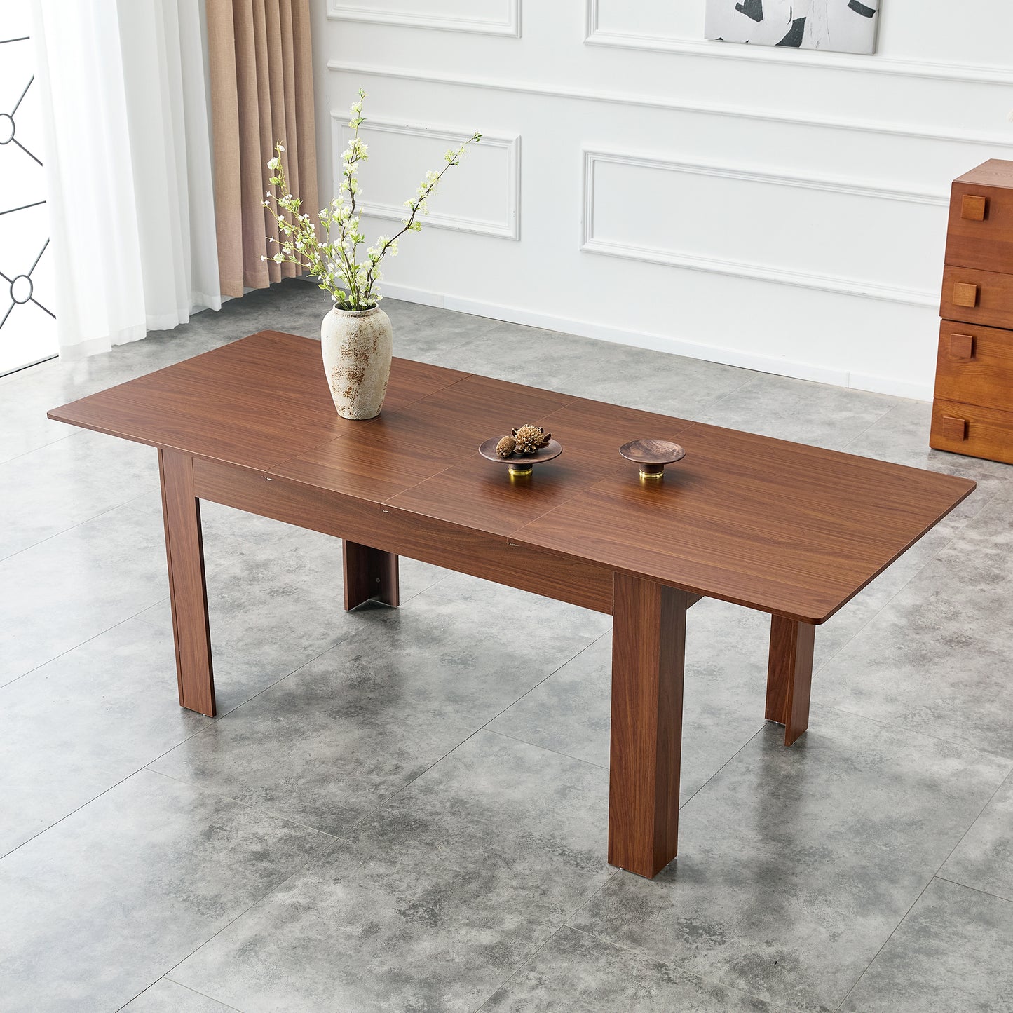 Extendable Rectangular Dining Table, Modern Expandable Kitchen Table
