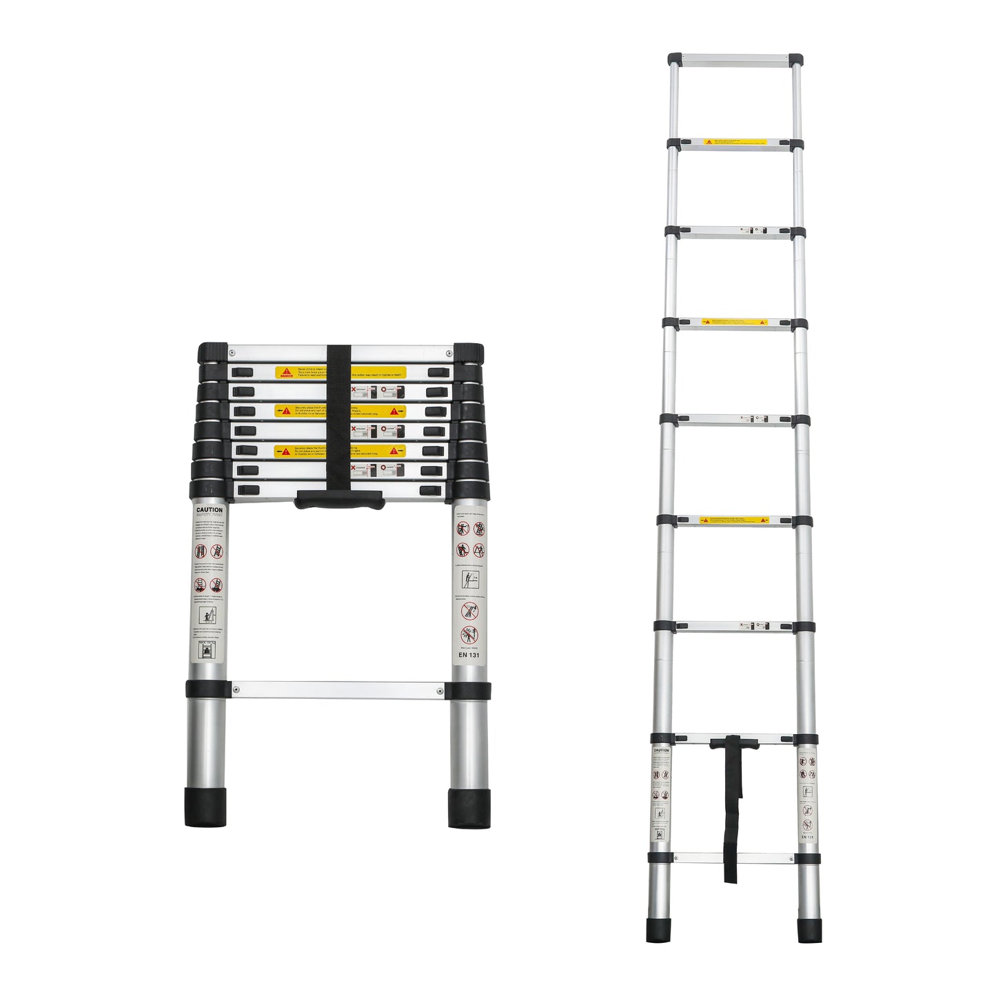 8.5ft Telescoping Aluminum Ladder - Portable Folding Extension for Indoor Outdoor Work