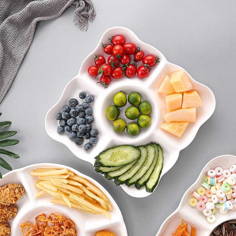 Square Porcelain Snack Plate Set - European Style Creative Kitchen Dish