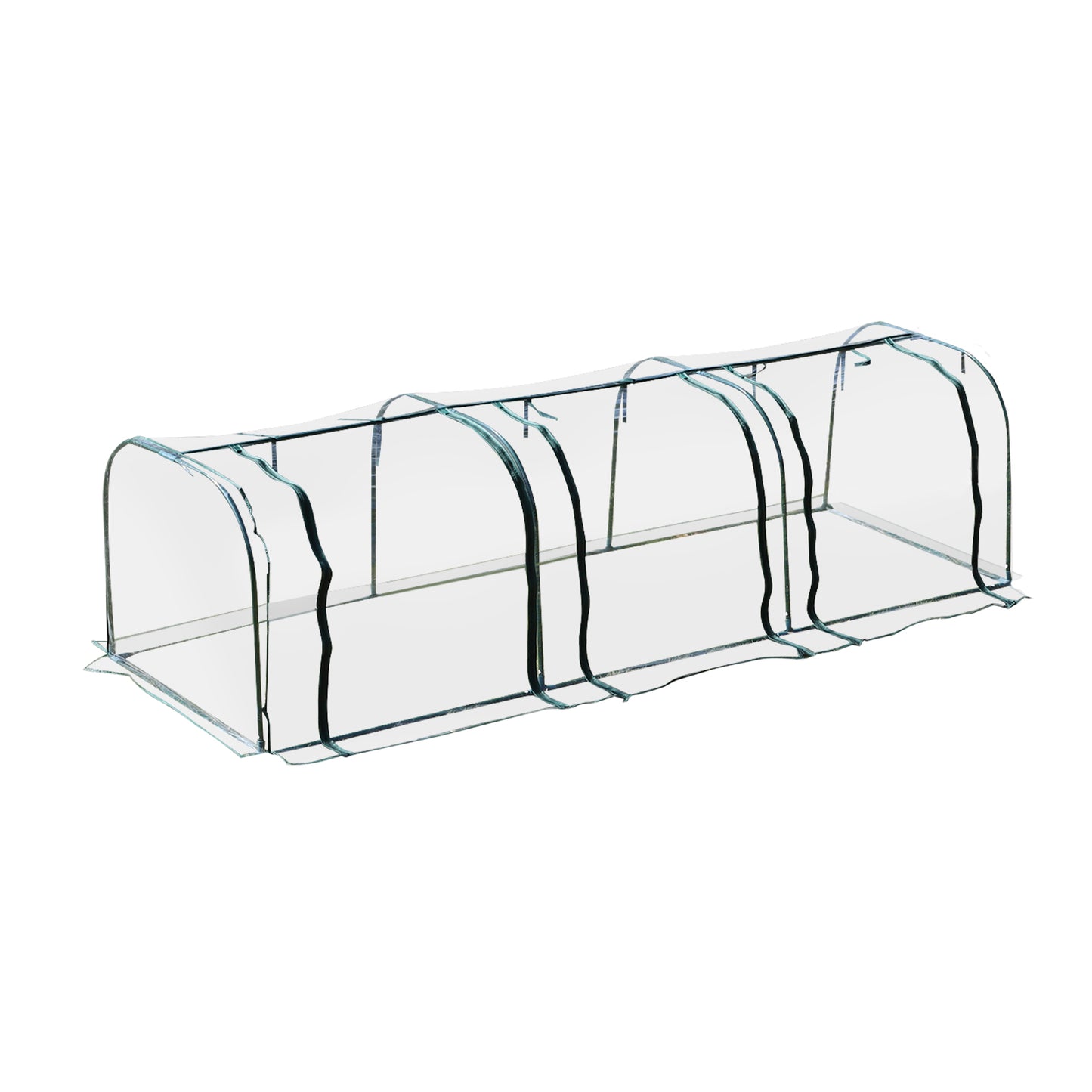 Tunnel Greenhouse Kit - PVC Cover with Steel Frame - Dark Green
