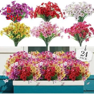 Spring Grass Violet Artificial Flower Set - UV Protection for Garden & Home Decor