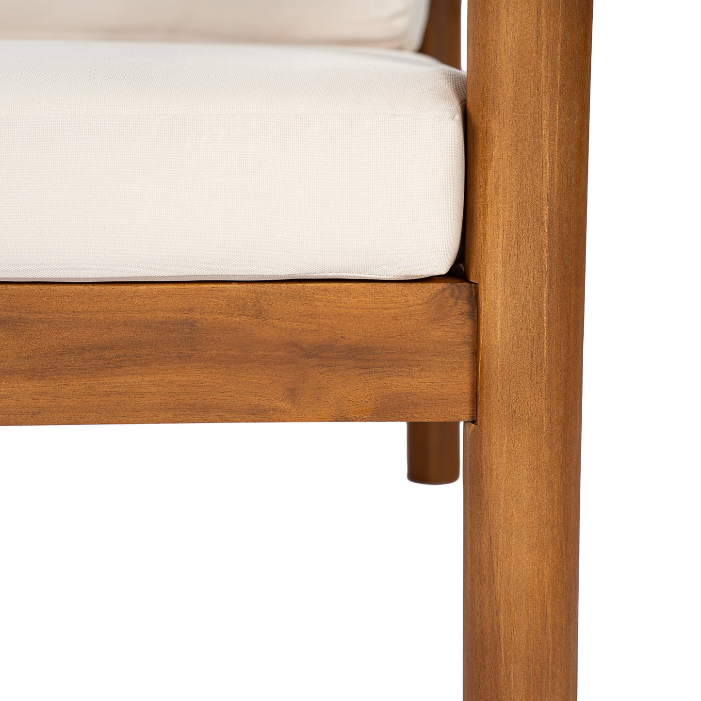 28" Acacia Wood Outdoor Lounge Chair with Thick Cushions - Teak & Beige