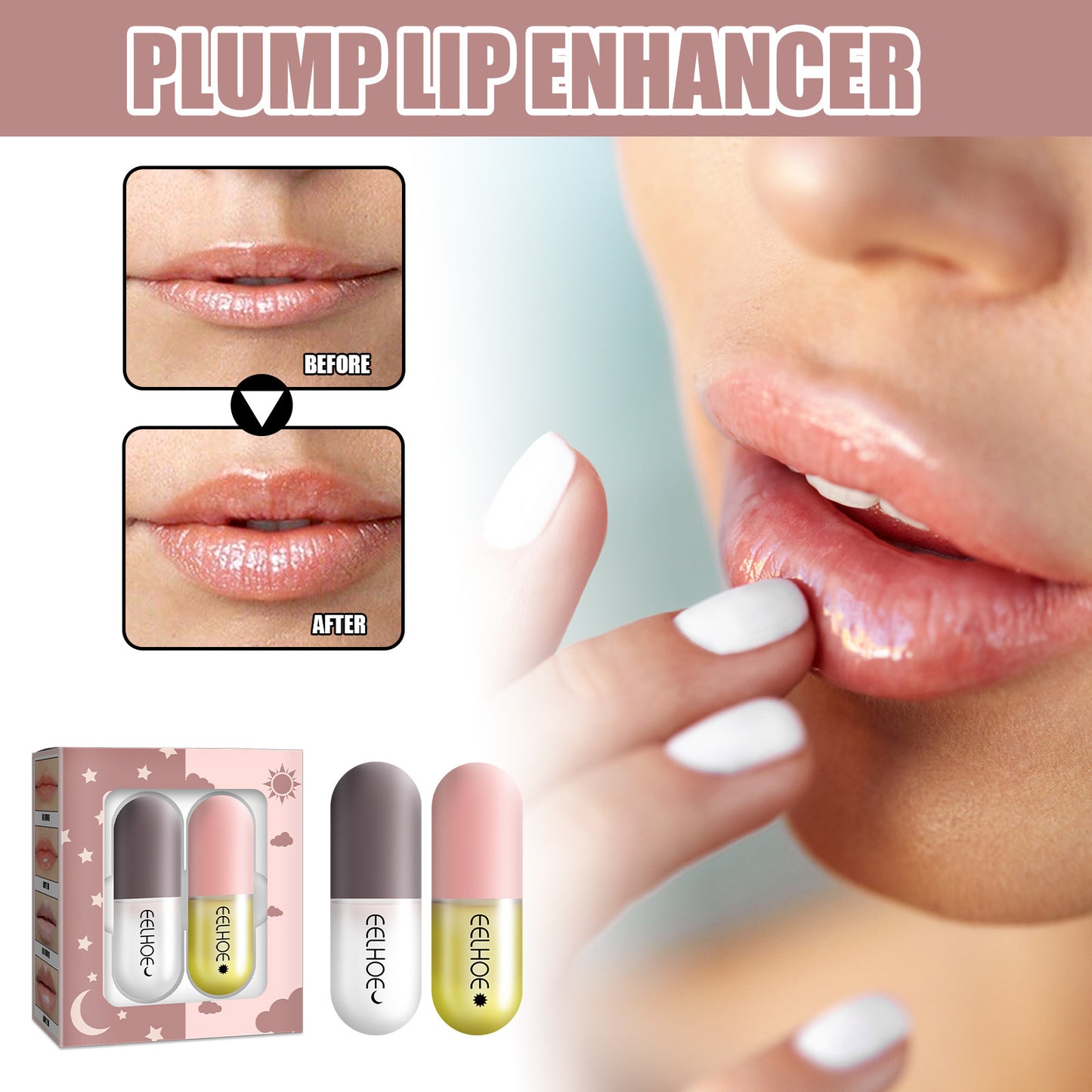 Hydrating Lip Plumper Capsules - Day & Night Moisturizing Lip Treatment Set